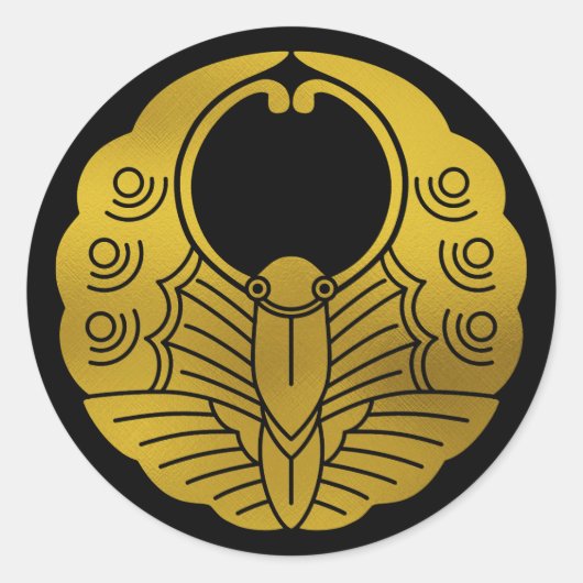 Japanse familie Crest-Butterfly Ronde Sticker (Voorkant)