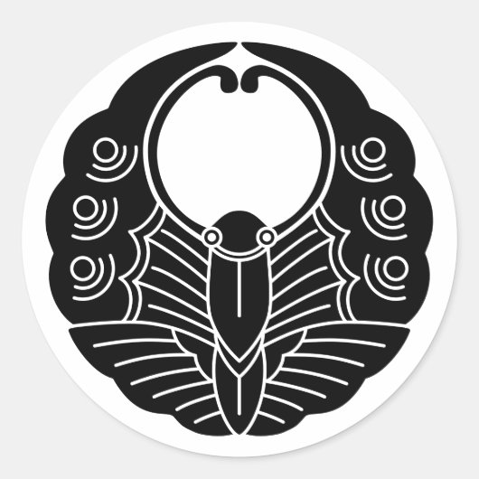 Japanse familie Crest-Butterfly Ronde Sticker (Voorkant)