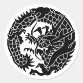 Japanse familie Crest-Dragon Ronde Sticker (Voorkant)