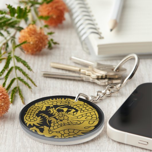 Japanse familie Crest-Dragon Sleutelhanger (Voorkant Rechts)