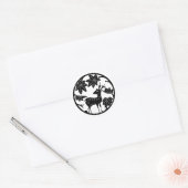 Japanse familie Crest-Japanse esdoorn en herten Ronde Sticker (Envelop)