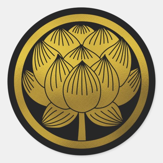 Japanse familie Crest-Lotus Ronde Sticker (Voorkant)