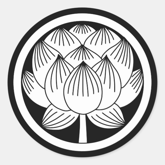 Japanse familie Crest-Lotus Ronde Sticker (Voorkant)