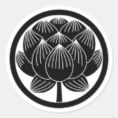 Japanse familie Crest-Lotus Ronde Sticker (Voorkant)