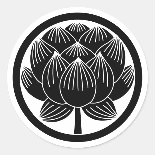 Japanse familie Crest-Lotus Ronde Sticker (Voorkant)
