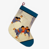 JAPANSE FAMILIE SPEELT IN SNEEUWkerststop Grote Kerstsok (Voorkant (Hangend))