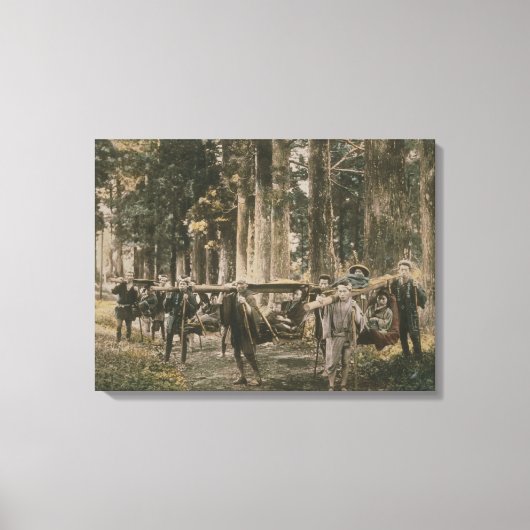 Japanse familie vervoerd in nesten, c.1880s canvas afdruk (Voorkant)
