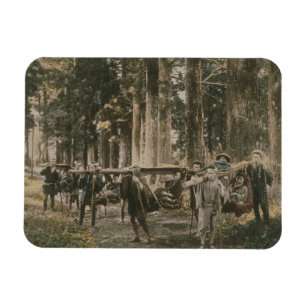 Japanse familie vervoerd in nesten, c.1880s magneet