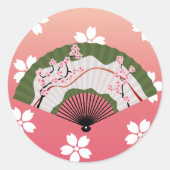Japanse Fan 2 Ronde Sticker (Voorkant)