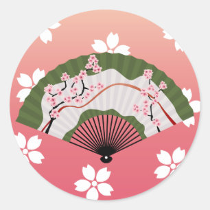 Japanse Fan 2 Ronde Sticker