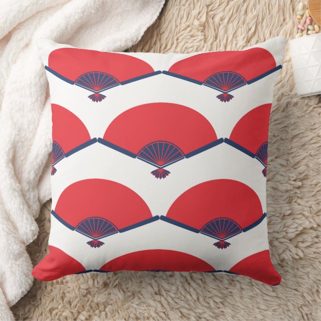 Japanse Fan Patroon Aangepaste tekst op de achterk Kussen (Deken)