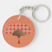 Japanse Fan, Shippo Motif, Mandarijns Oranje Keych Sleutelhanger (Achterkant)