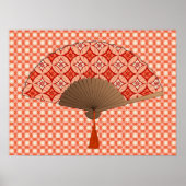 Japanse Fan, Shippo Motif, Mandarijns Oranje Poster (Voorkant)