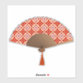 Japanse Fan, Shippo Motif, Mandarijns Oranje Sticker (Vel)
