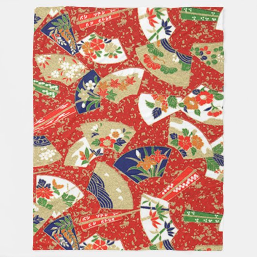 Japanse fans in het rood fleece deken (Voorkant)