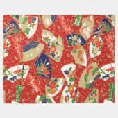 Japanse fans in het rood fleece deken (Voorkant (Horizontaal))