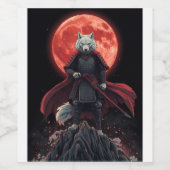 Japanse Fantasy Krijger Illustratie Wijn Etiket (Enkel label)