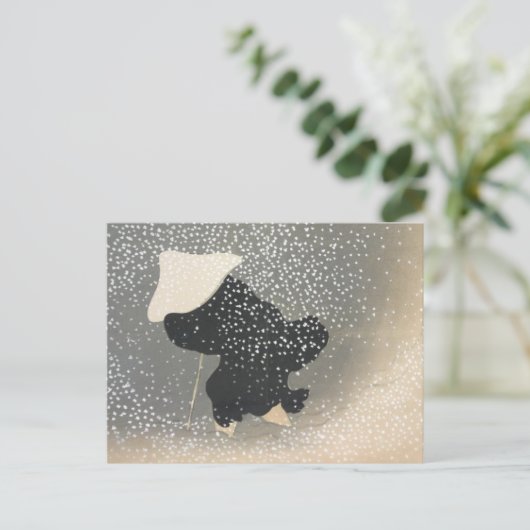 JAPANSE FIGURE IN HET SNEEUWBRIEFKAART BRIEFKAART (Staand voorkant)