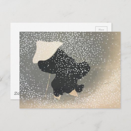 JAPANSE FIGURE IN HET SNEEUWBRIEFKAART BRIEFKAART (Voorkant / Achterkant)