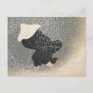 JAPANSE FIGURE IN HET SNEEUWBRIEFKAART BRIEFKAART