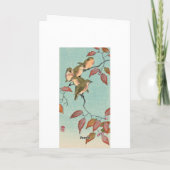 Japanse fijne kunst - groene vogels Kaart (Achterkant)