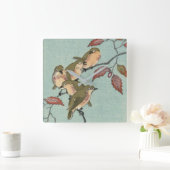  Japanse fijne kunst | Groene vogels Vierkante Klok (Huis)