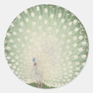  Japanse fijne kunst   Peacock Round Sticker