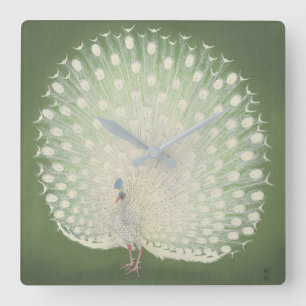  Japanse fijne kunst   Peacock Vierkante Klok