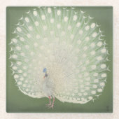  Japanse fijne kunst | Witte pacock Glazen Onderzetter (Voorkant)