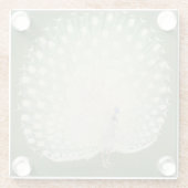  Japanse fijne kunst | Witte pacock Glazen Onderzetter (Achterkant)