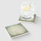  Japanse fijne kunst | Witte pacock Stenen Onderzetter (Zijkant)