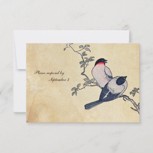  Japanse Finches rsvp met enveloppen (Voorkant)