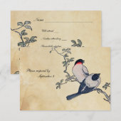  Japanse Finches rsvp met enveloppen (Voorkant / Achterkant)