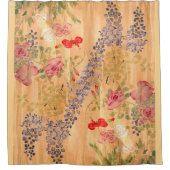 Japanse flora en bloem van Wisteria en Roos Douchegordijn (Voorkant)