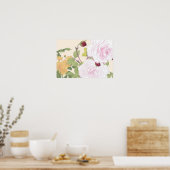 Japanse Floral Art Blush Pink Rose Poster (Keuken)