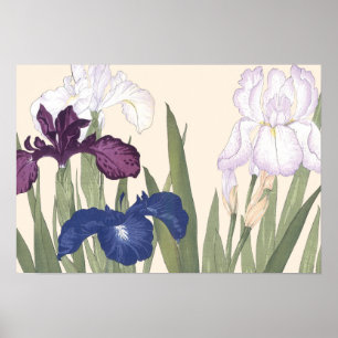  Japanse Floral Art Paars Iris Flowers Poster