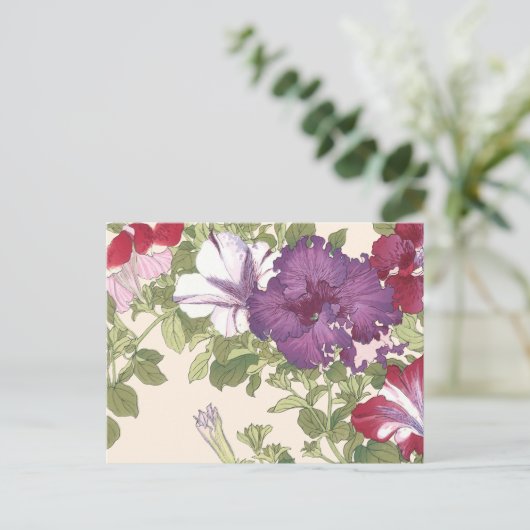  Japanse Floral Art Paars Morning Glories Briefkaart (Staand voorkant)