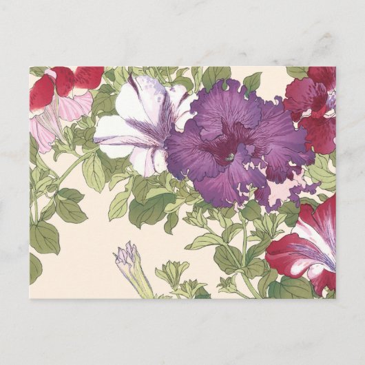  Japanse Floral Art Paars Morning Glories Briefkaart (Voorkant)