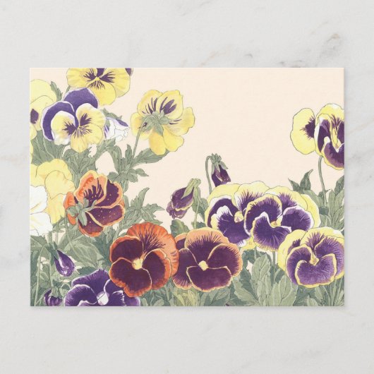  Japanse Floral Art Pansy Flowers Colorful Briefkaart (Voorkant)