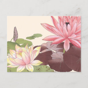 Japanse Floral Art Pink Lotus Pond Briefkaart