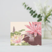  Japanse Floral Art Pink Lotus Pond Briefkaart (Staand voorkant)