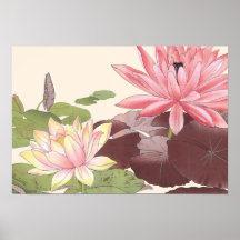 Japanse Floral Art Pink Lotus Pond