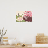  Japanse Floral Art Pink Lotus Pond Poster (Keuken)