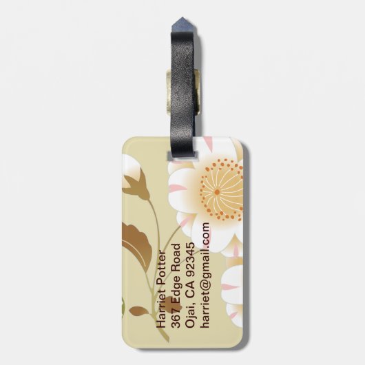 Japanse Floral Kimono Pattern Fine Art Bagagelabel (Achterkant verticaal)