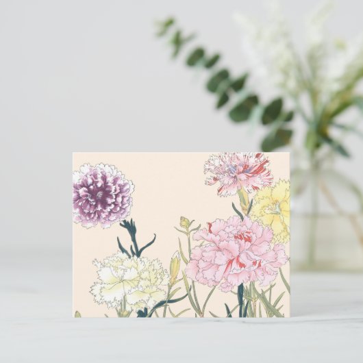  Japanse Floral Pink Carnationbloemen Briefkaart (Staand voorkant)