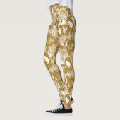 Japanse Floral print op Gold Leggings (Links)