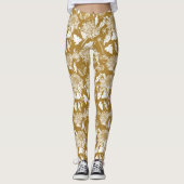 Japanse Floral print op Gold Leggings (Voorkant)