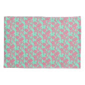 Japanse Floral print - Roze en Blauwgroen Kussensl Kussensloop (Achterkant-Links)