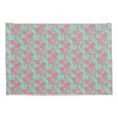 Japanse Floral print - Roze en Blauwgroen Kussensl Kussensloop (Achterkant-Rechts)