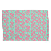Japanse Floral print - Roze en Blauwgroen Kussensl Kussensloop (Voorkant-Links)